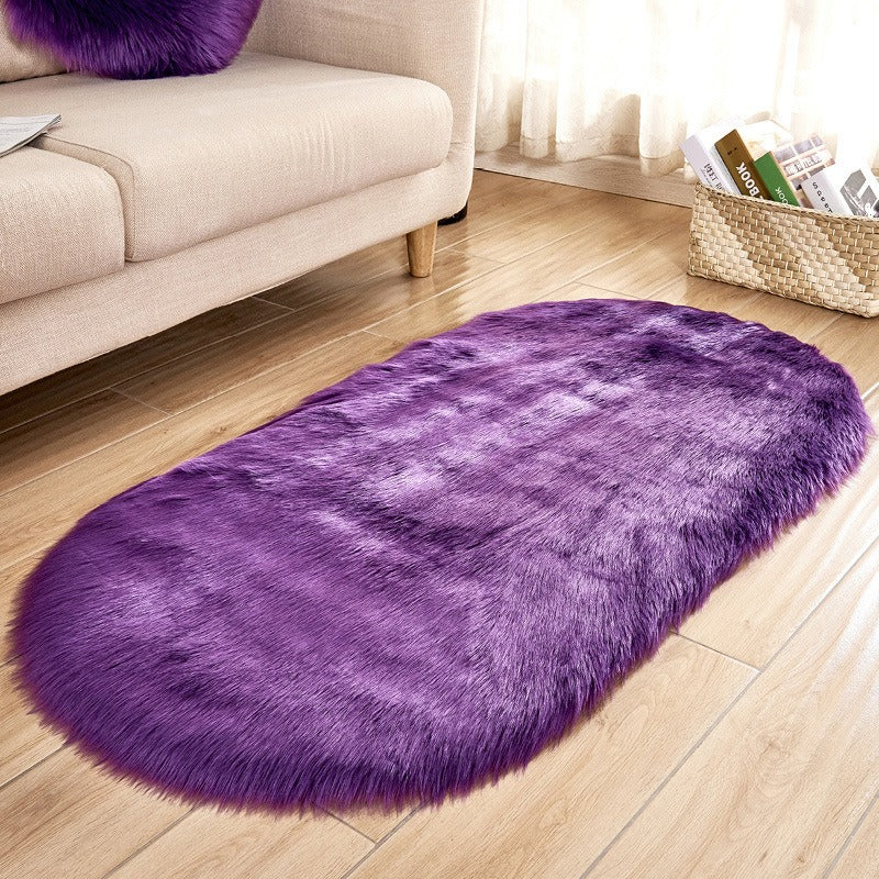 Oval Faux Wool Rug for Cozy Living Room Floors