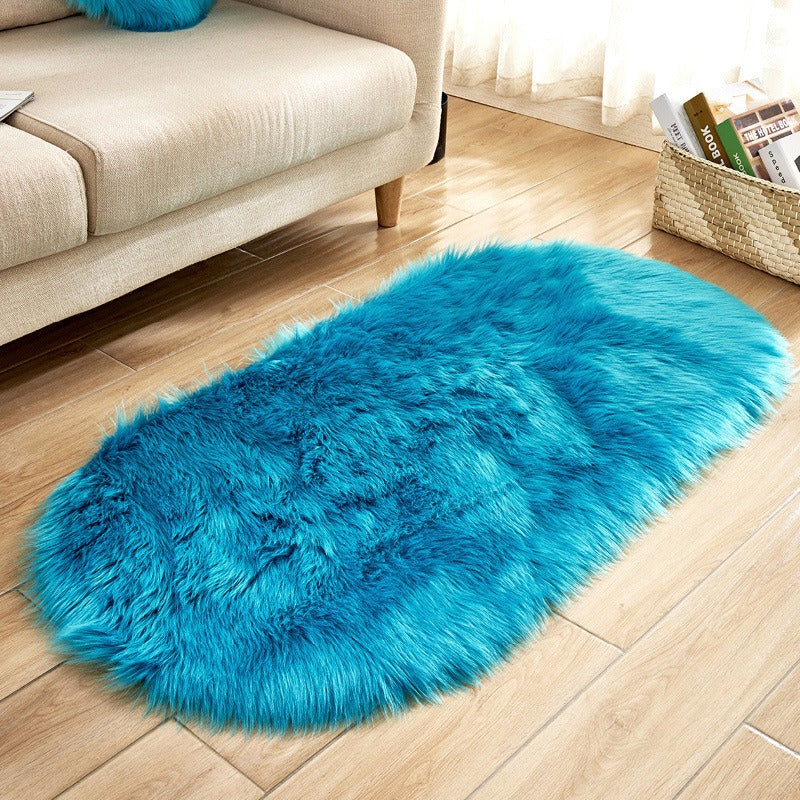 Oval Faux Wool Rug for Cozy Living Room Floors