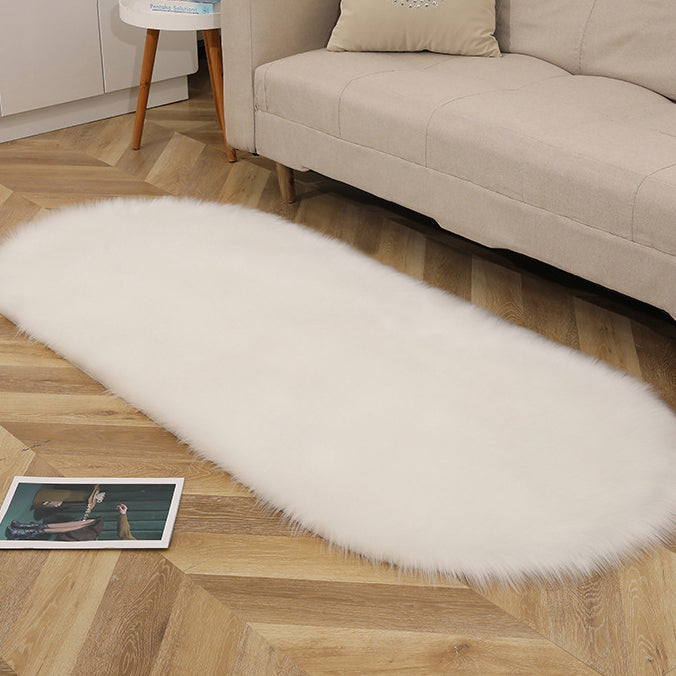 Oval Faux Wool Rug for Cozy Living Room Floors