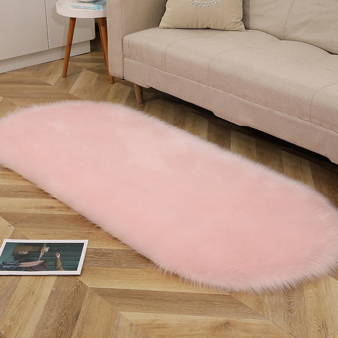 Oval Faux Wool Rug for Cozy Living Room Floors