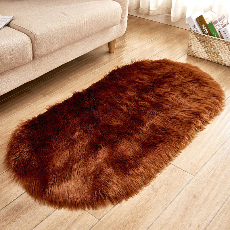Oval Faux Wool Rug for Cozy Living Room Floors