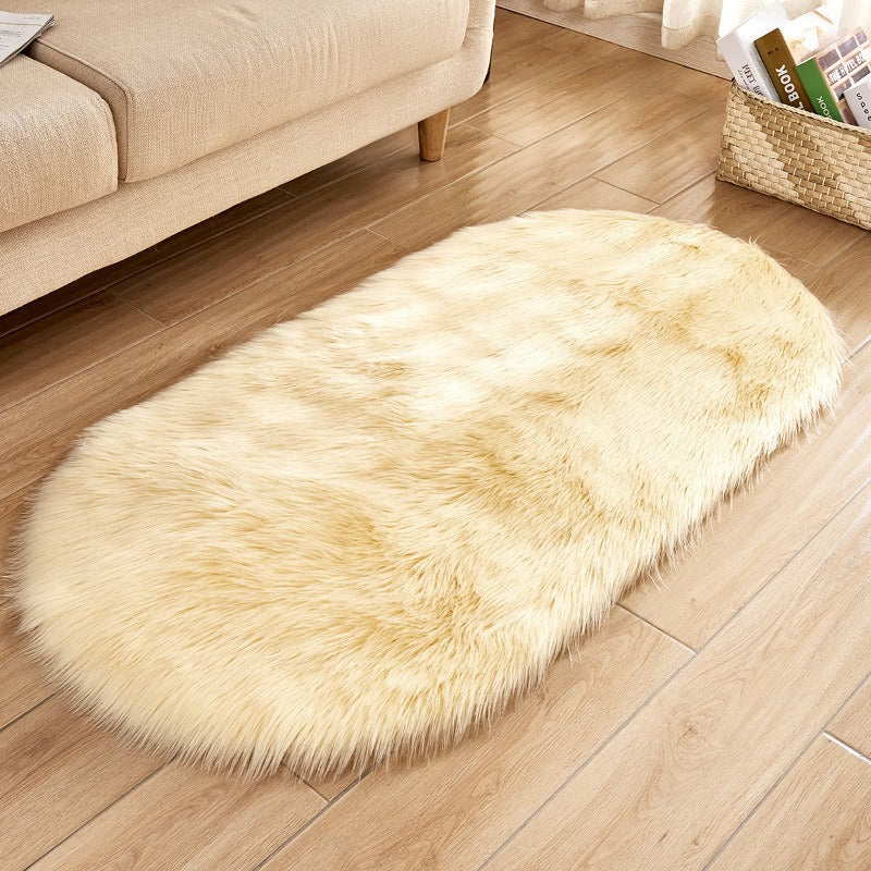 Oval Faux Wool Rug for Cozy Living Room Floors