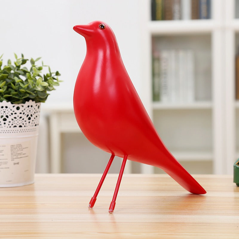 Red Pigeon Sculpture for Modern Shelf Decor Accent