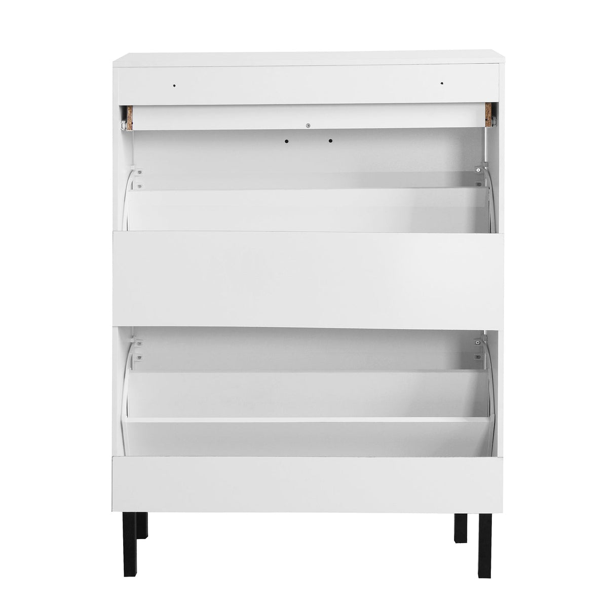 Hidden Shoe Cabinet with Flip-Down Drawers for Entryways