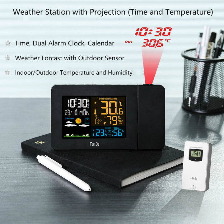 Projection Weather Station Alarm Clock for Night Viewing