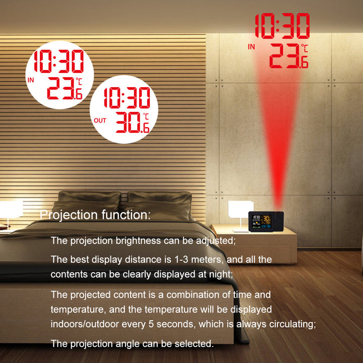 Projection Weather Station Alarm Clock for Night Viewing