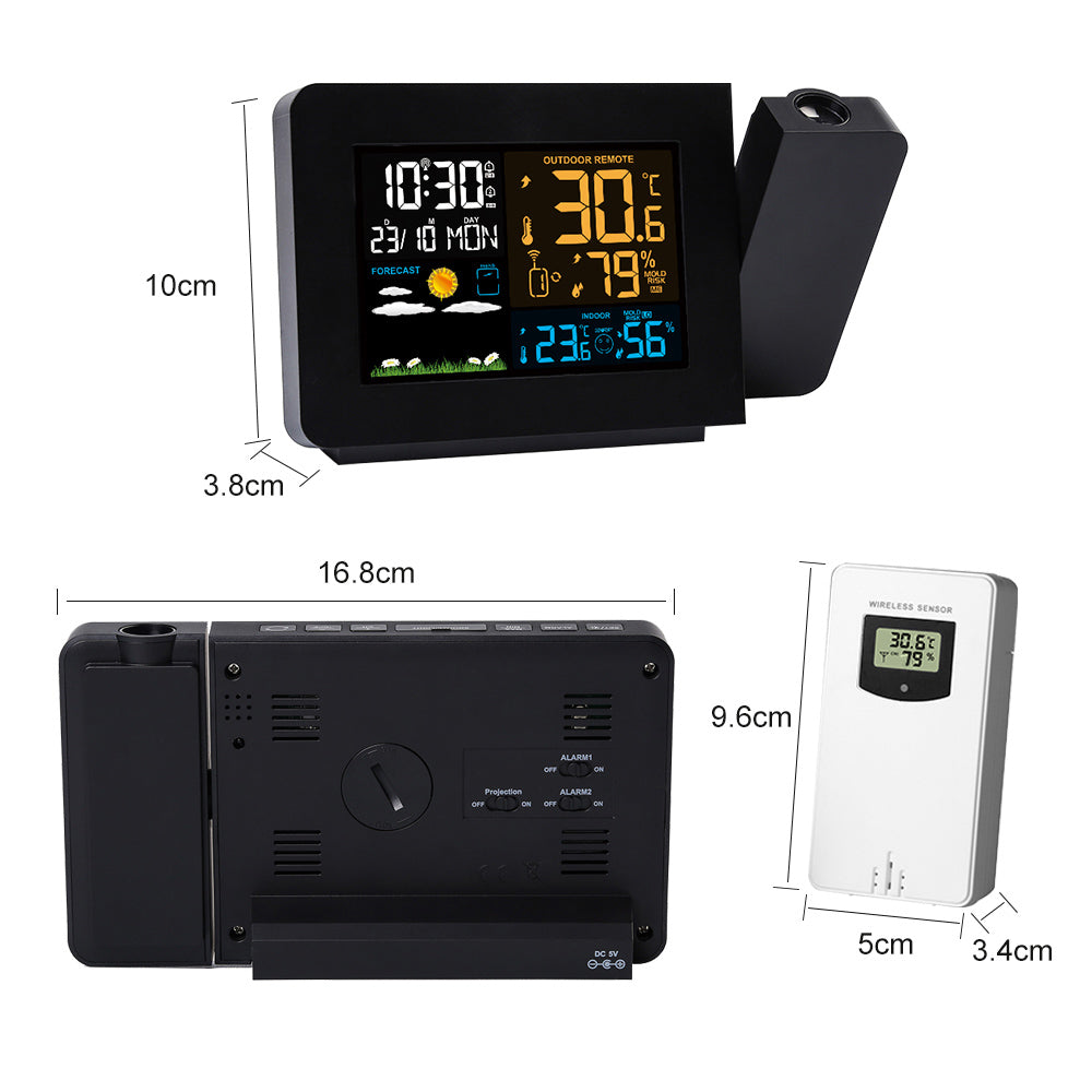 Projection Weather Station Alarm Clock for Night Viewing