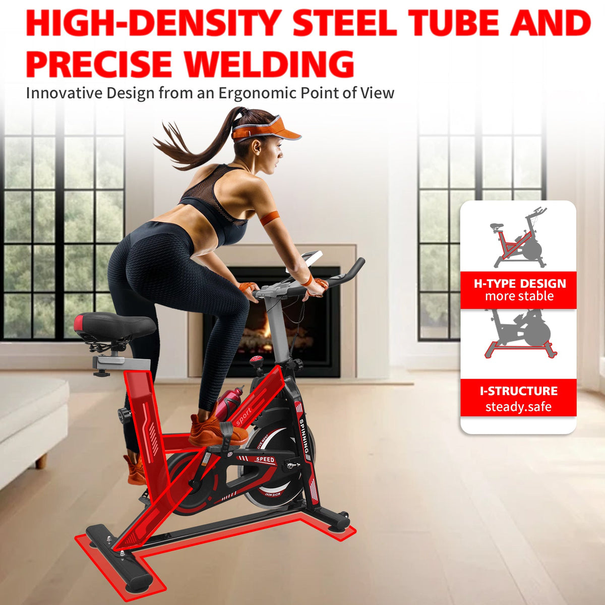 Indoor Exercise Bike with Padded Seat for Home Cardio