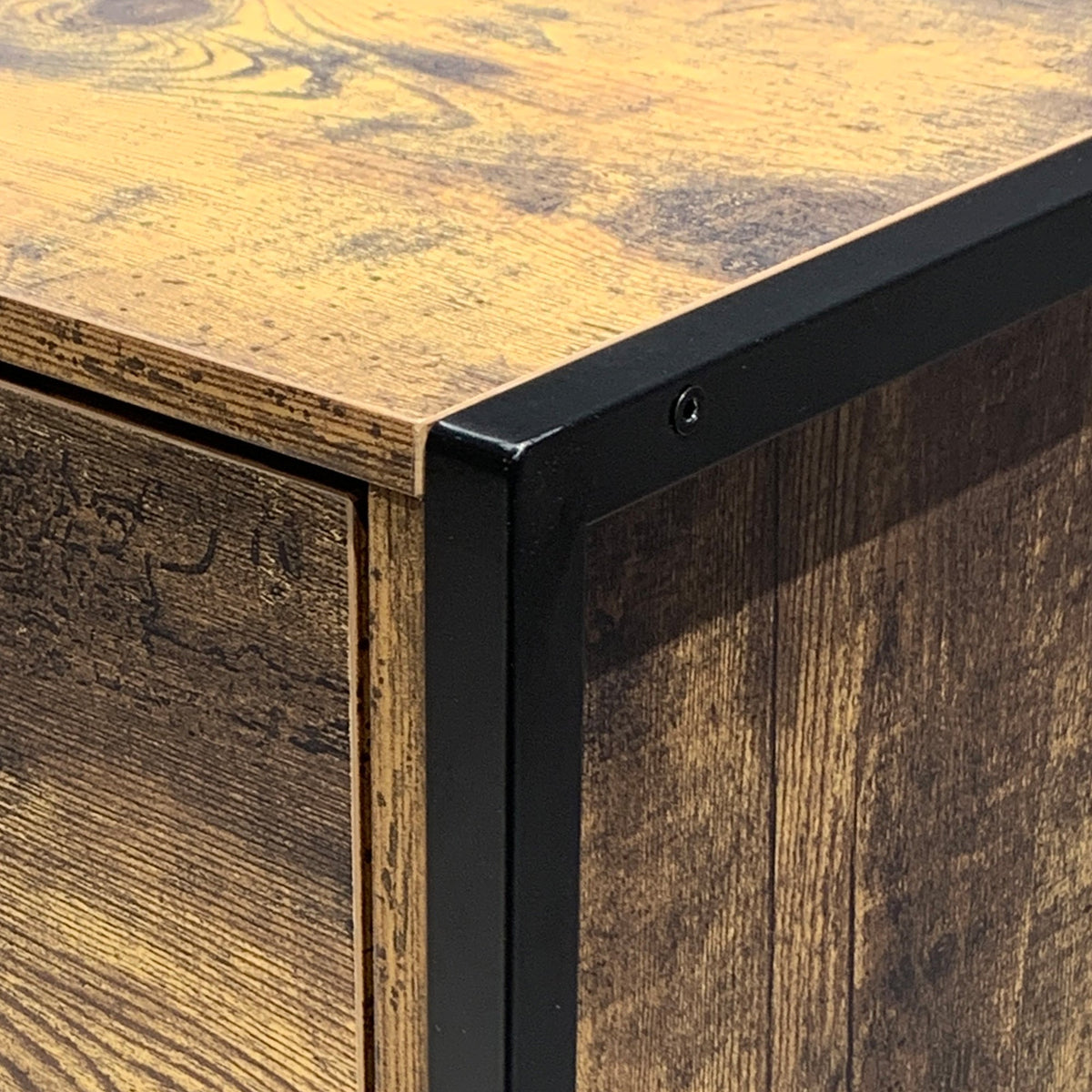 Rustic Brown 6 Drawer Dresser with Steel Frame