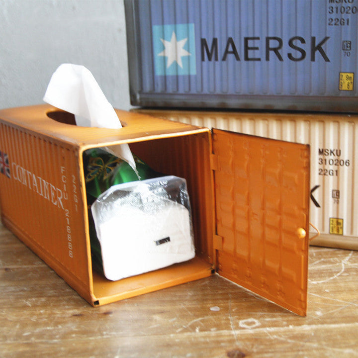 Industrial Tissue Box Holder With Retro Container Style