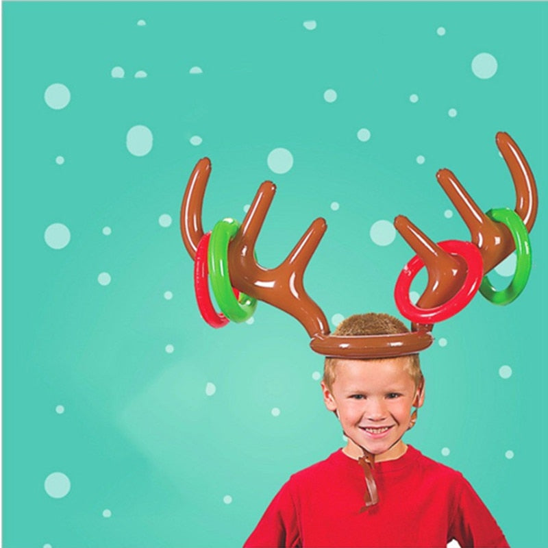 Inflatable Reindeer Ring Toss Hat Christmas Party Game