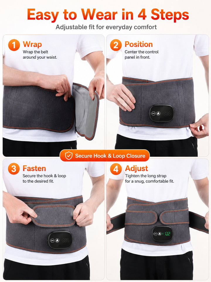 Rechargeable heating massage waist belt warm compress
