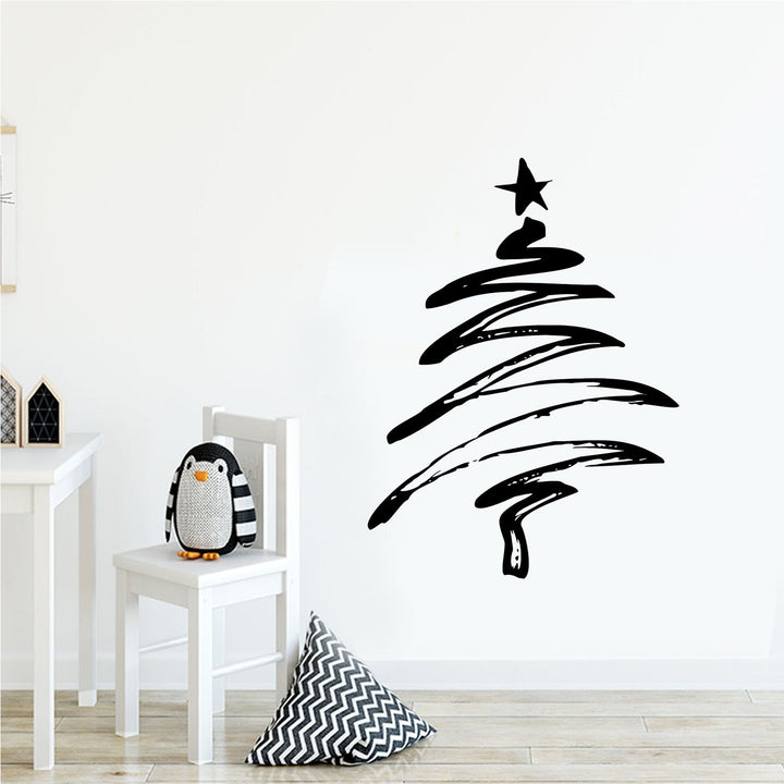 Black Christmas Tree Wall Decal For Minimalist Decor