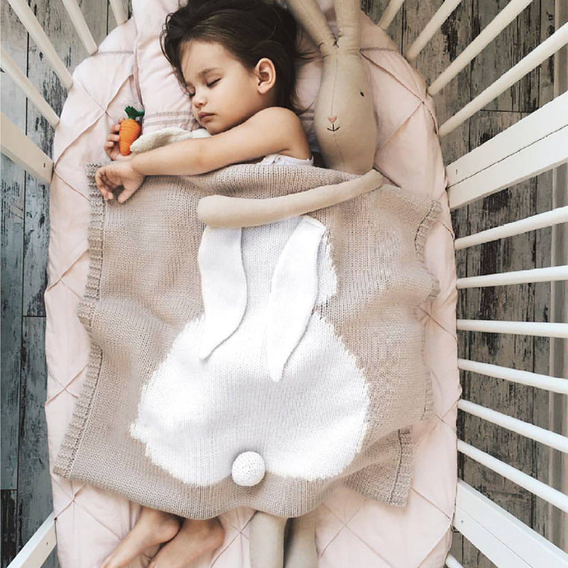 Rabbit Knitted Baby Blanket for Cozy, Playful Nap Time