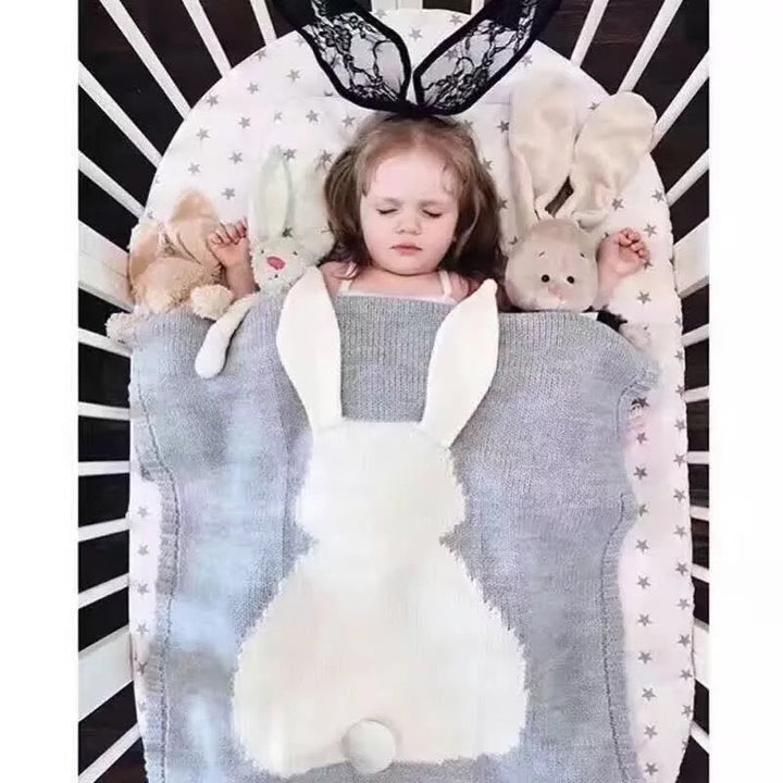 Rabbit Knitted Baby Blanket for Cozy, Playful Nap Time