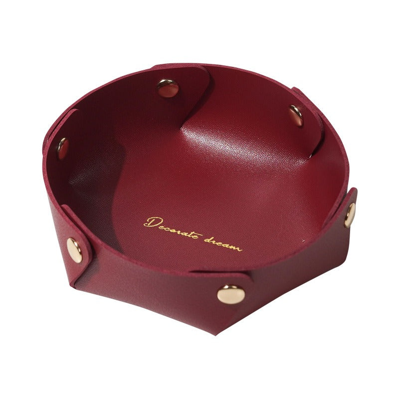 Faux Leather Desktop Storage Tray for Keys and Jewelry