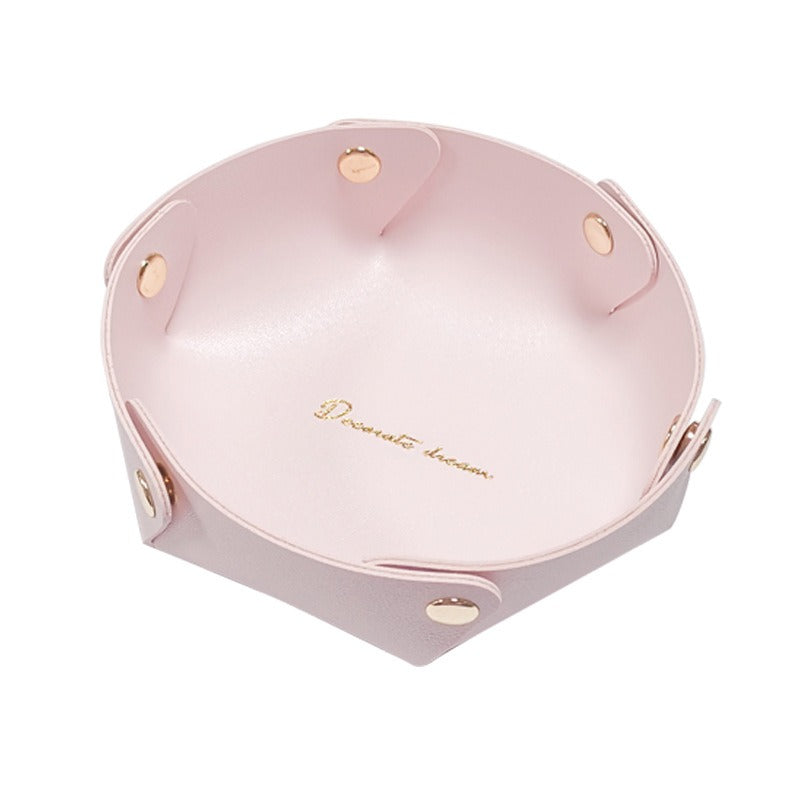 Faux Leather Desktop Storage Tray for Keys and Jewelry
