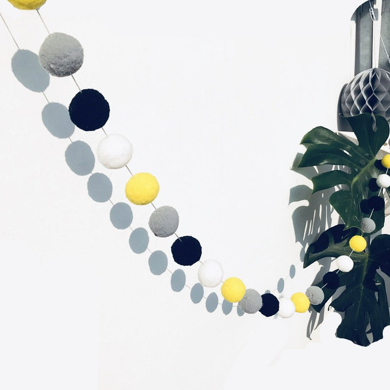 Felt Ball Garland for Cozy Nordic Room & Party Decor
