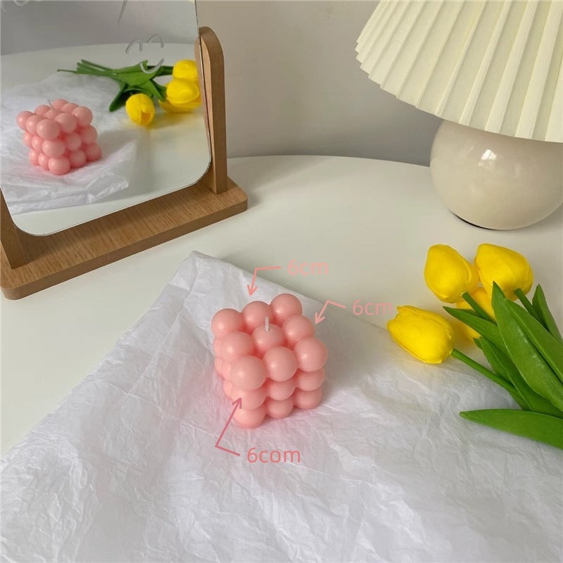 Nordic Bubble Cube Candle for Pastel Room Decor Accents