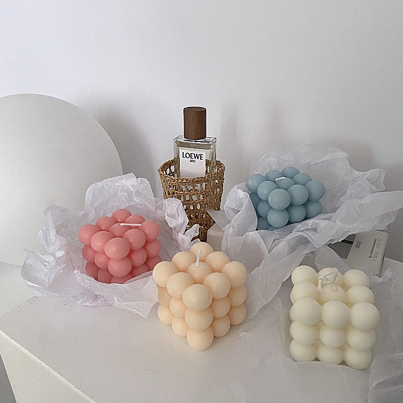 Nordic Bubble Cube Candle for Pastel Room Decor Accents