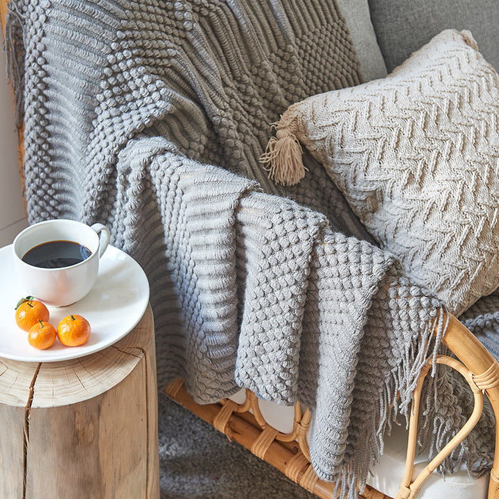 Textured Sofa Blanket for Warm, Cozy Winter Layering