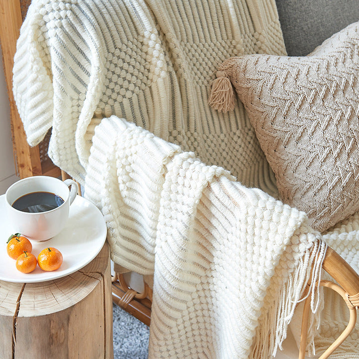 Textured Sofa Blanket for Warm, Cozy Winter Layering