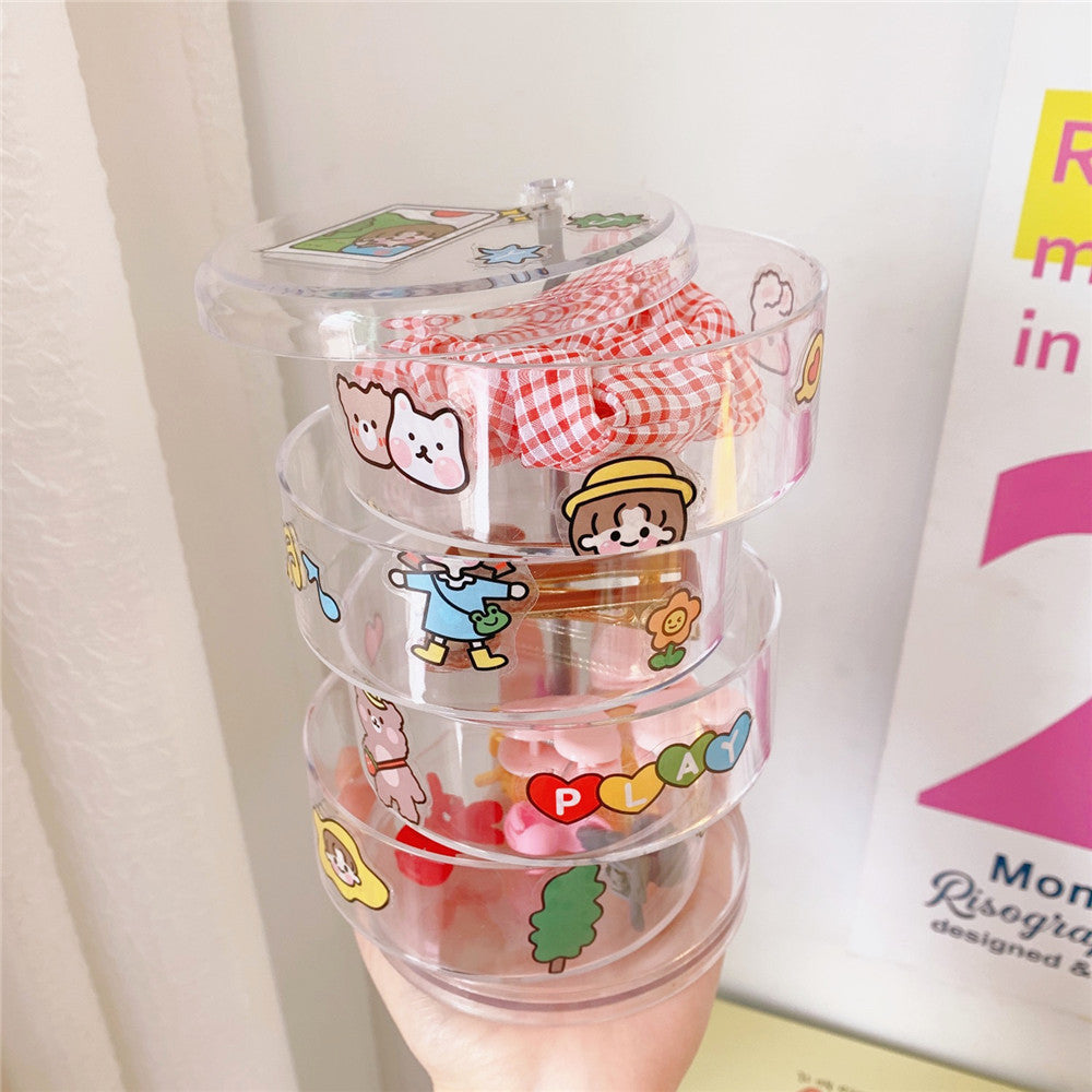 Clear Rotating Desk Organizer for Hair Ties & Stationery