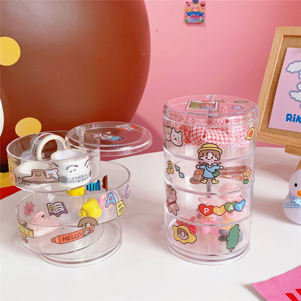 Clear Rotating Desk Organizer for Hair Ties & Stationery