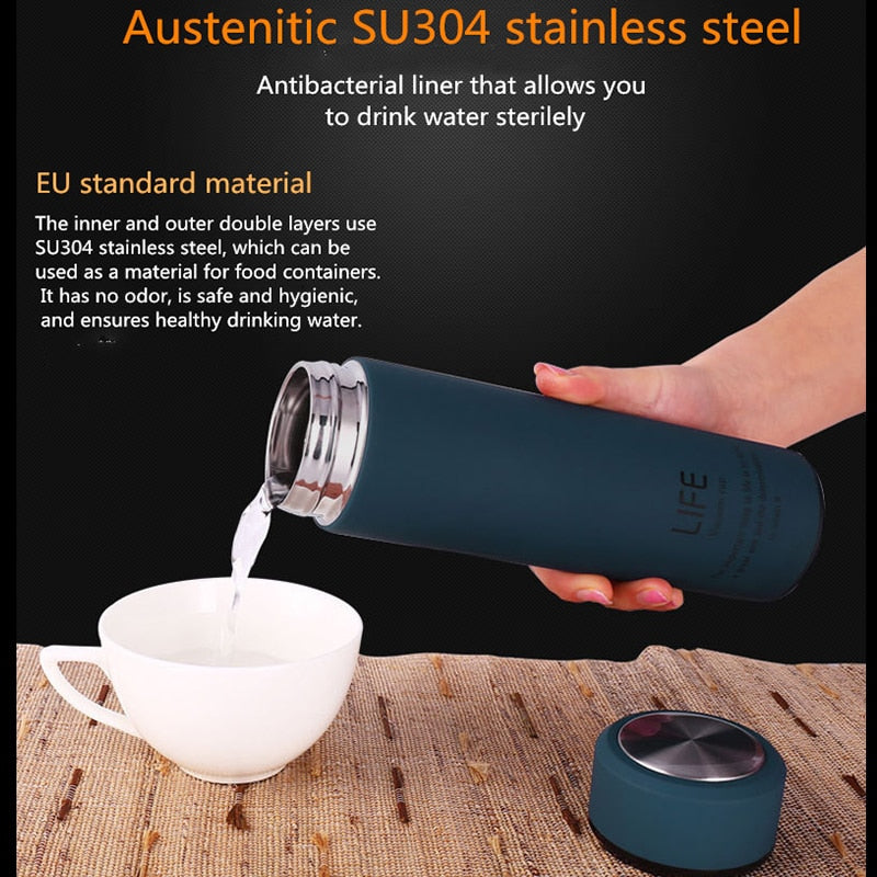 Insulated Tea Mug with Strainer: Stainless Steel Thermos