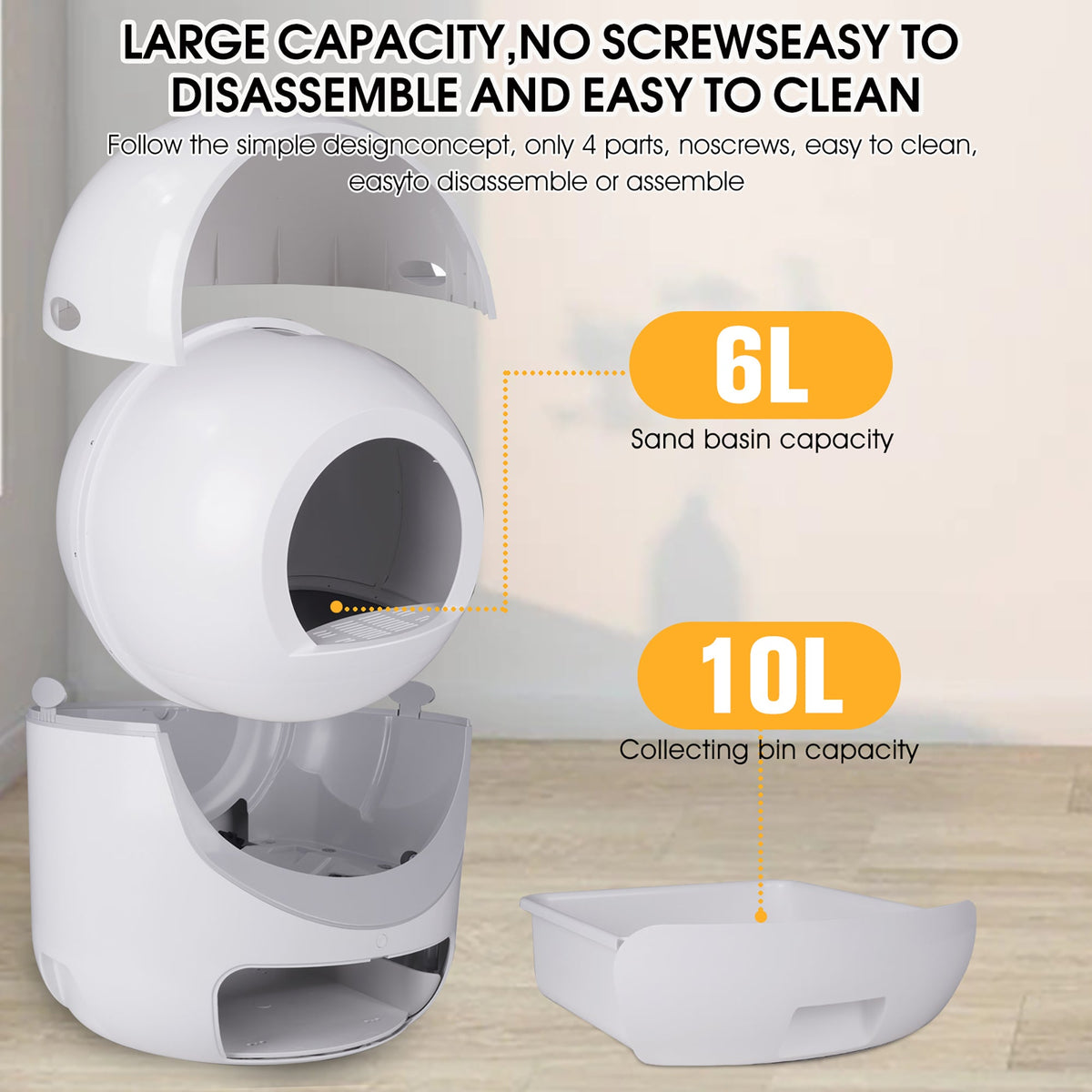 Self-Cleaning Cat Litter Box with App Control & Odor Removal