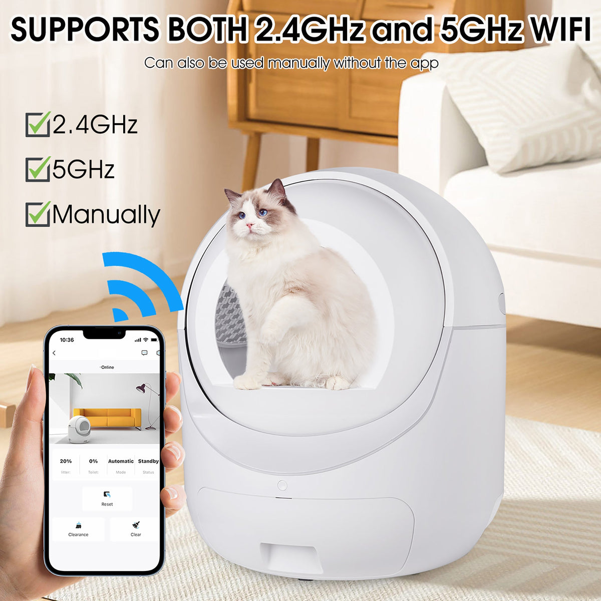 Self-Cleaning Cat Litter Box with App Control & Odor Removal