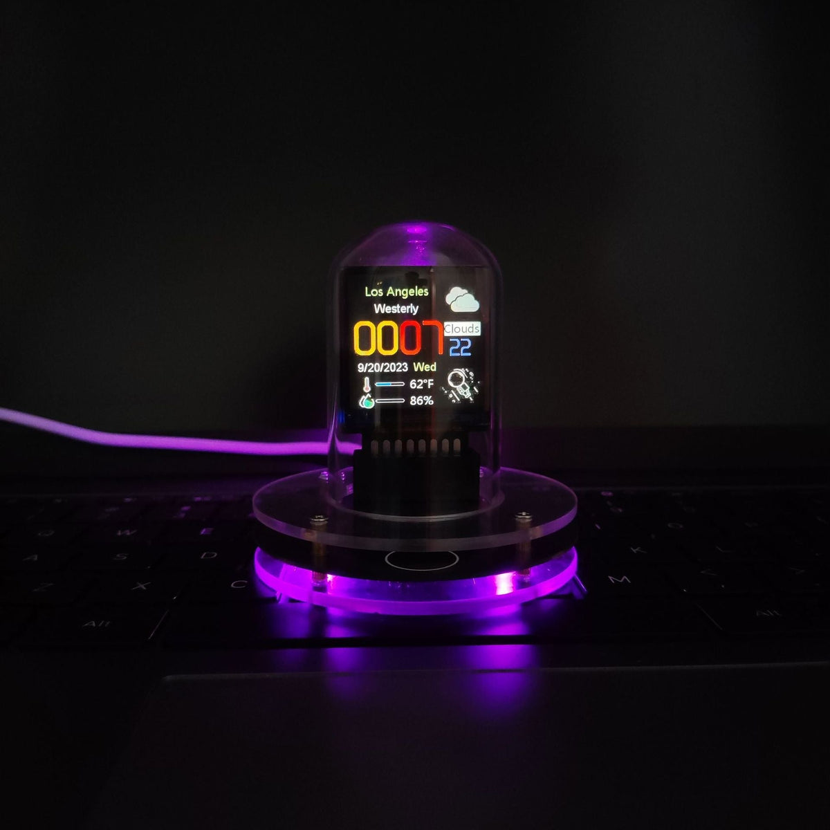 WiFi Weather Display Clock With Ambient Glow Decor