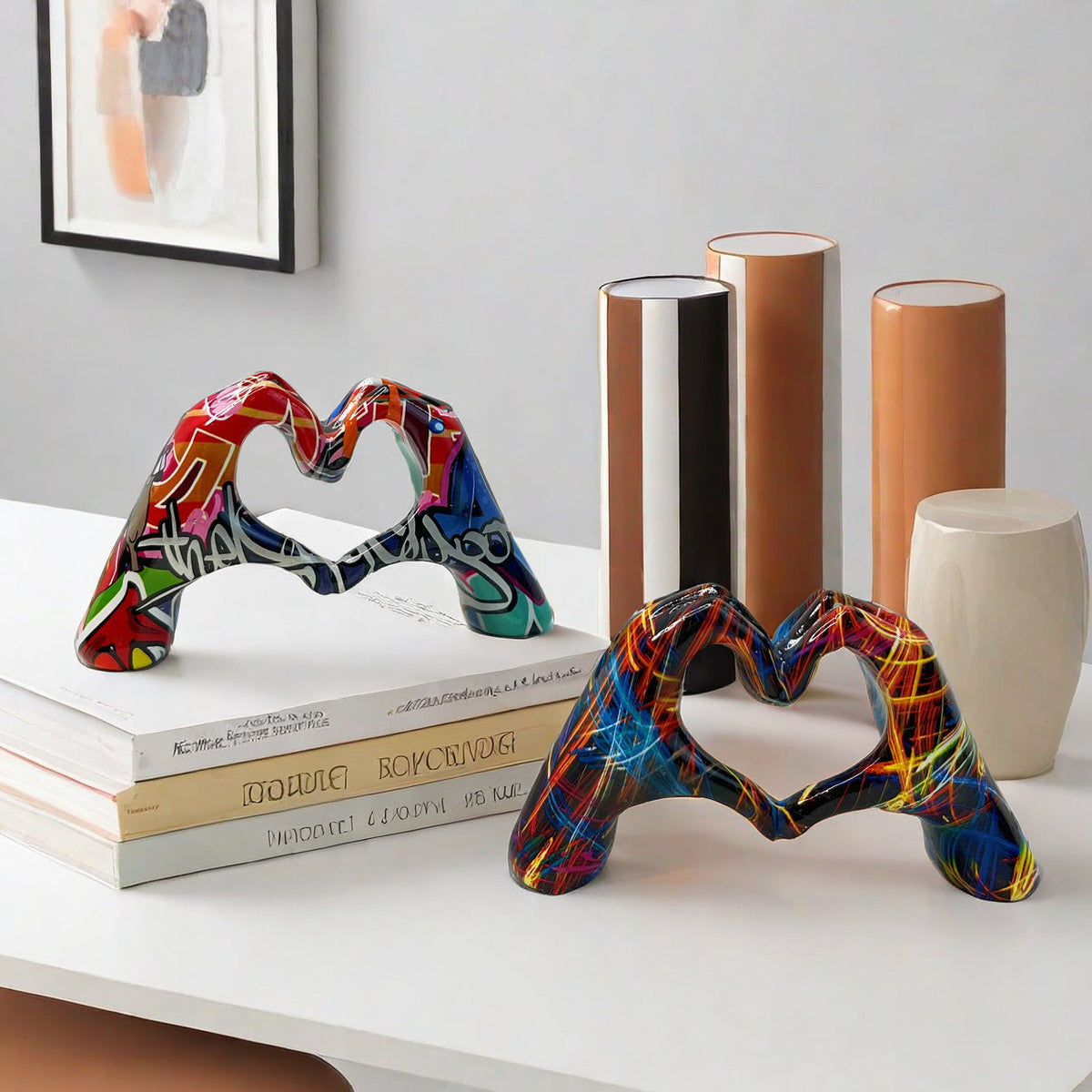 Graffiti Heart Sculpture for Colorful Room Decor Accent