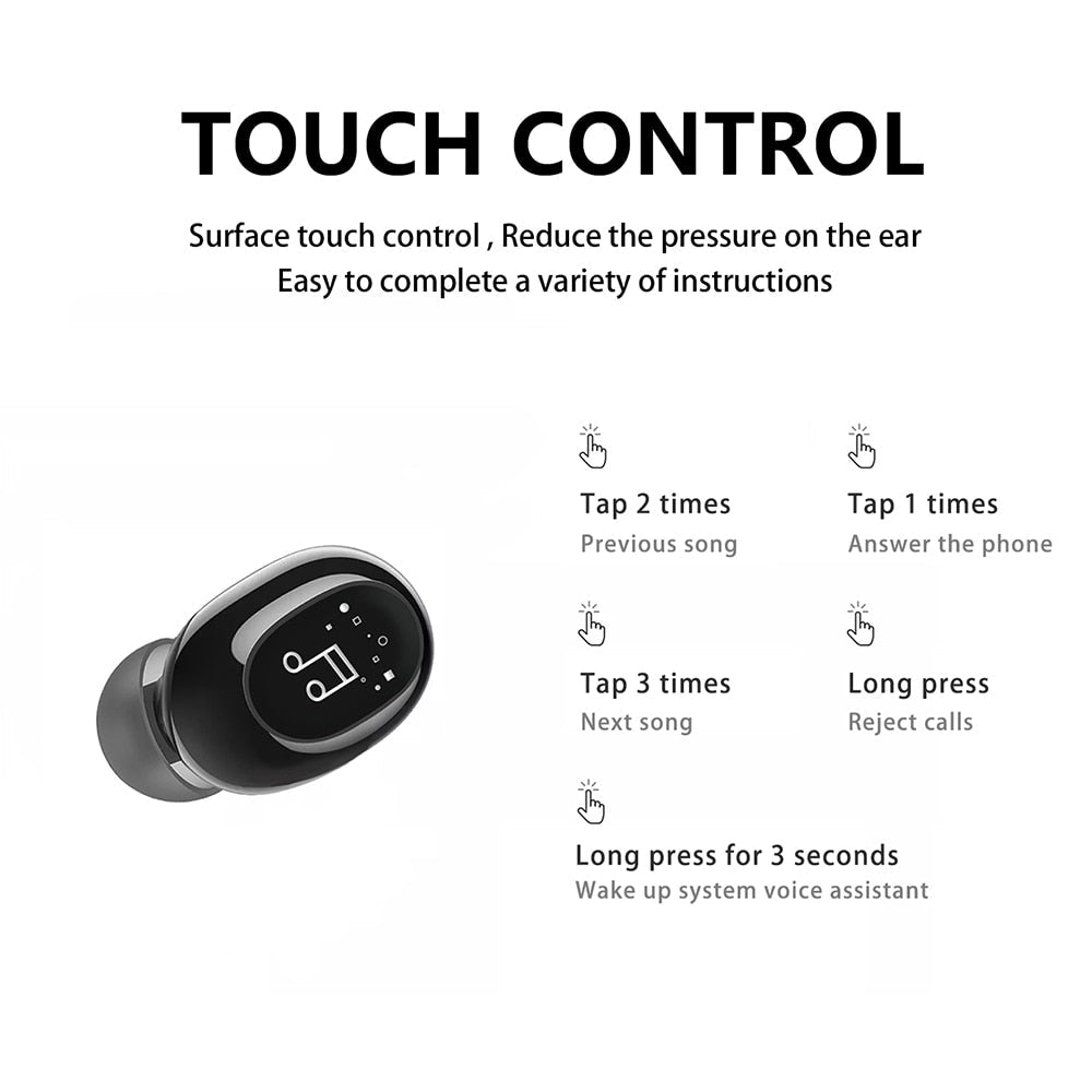 Wireless Earbuds 2.5g Ultra-Light Touch Control TWS