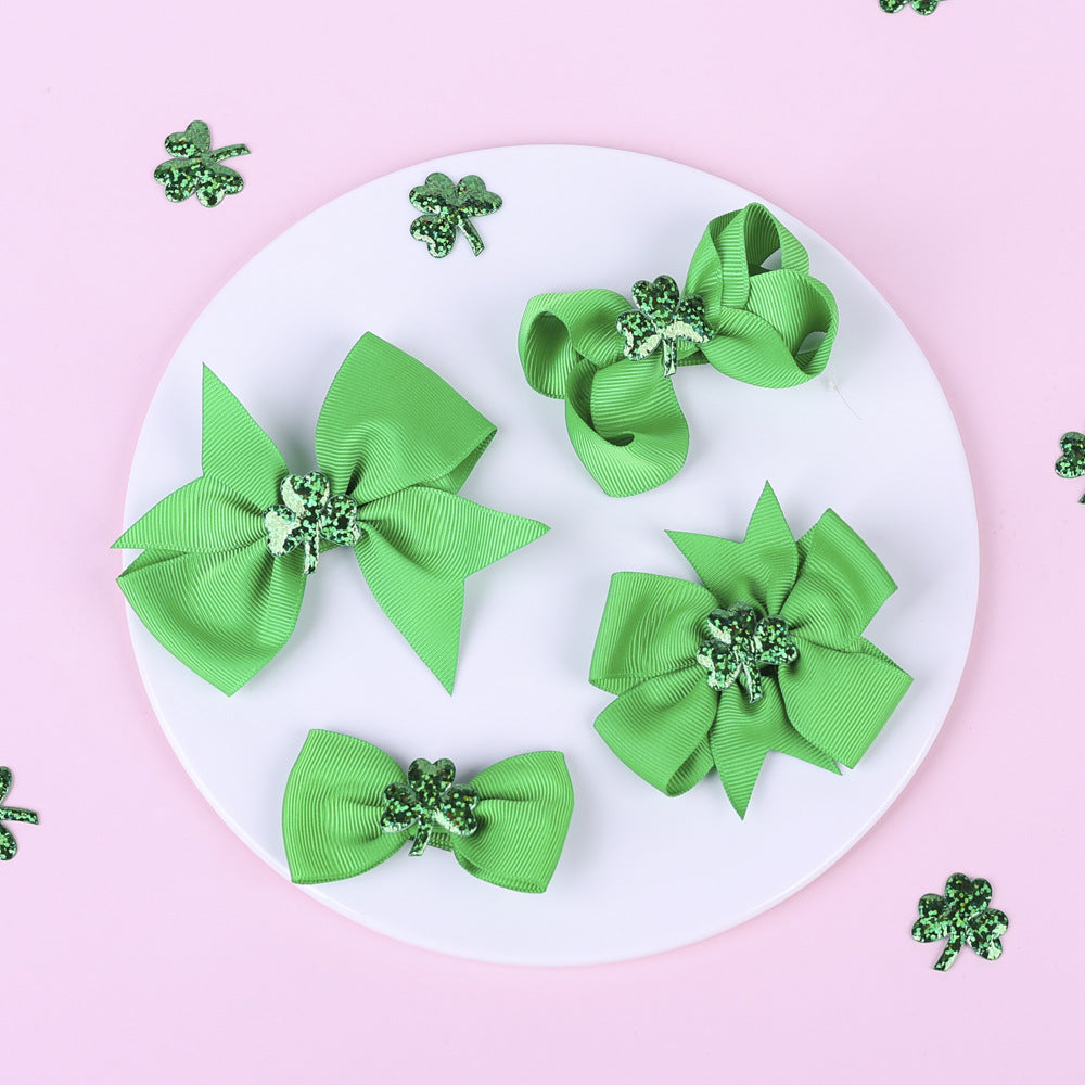 St. Patrick’s Day Bow Hair Clips, 4-Piece Festive Set