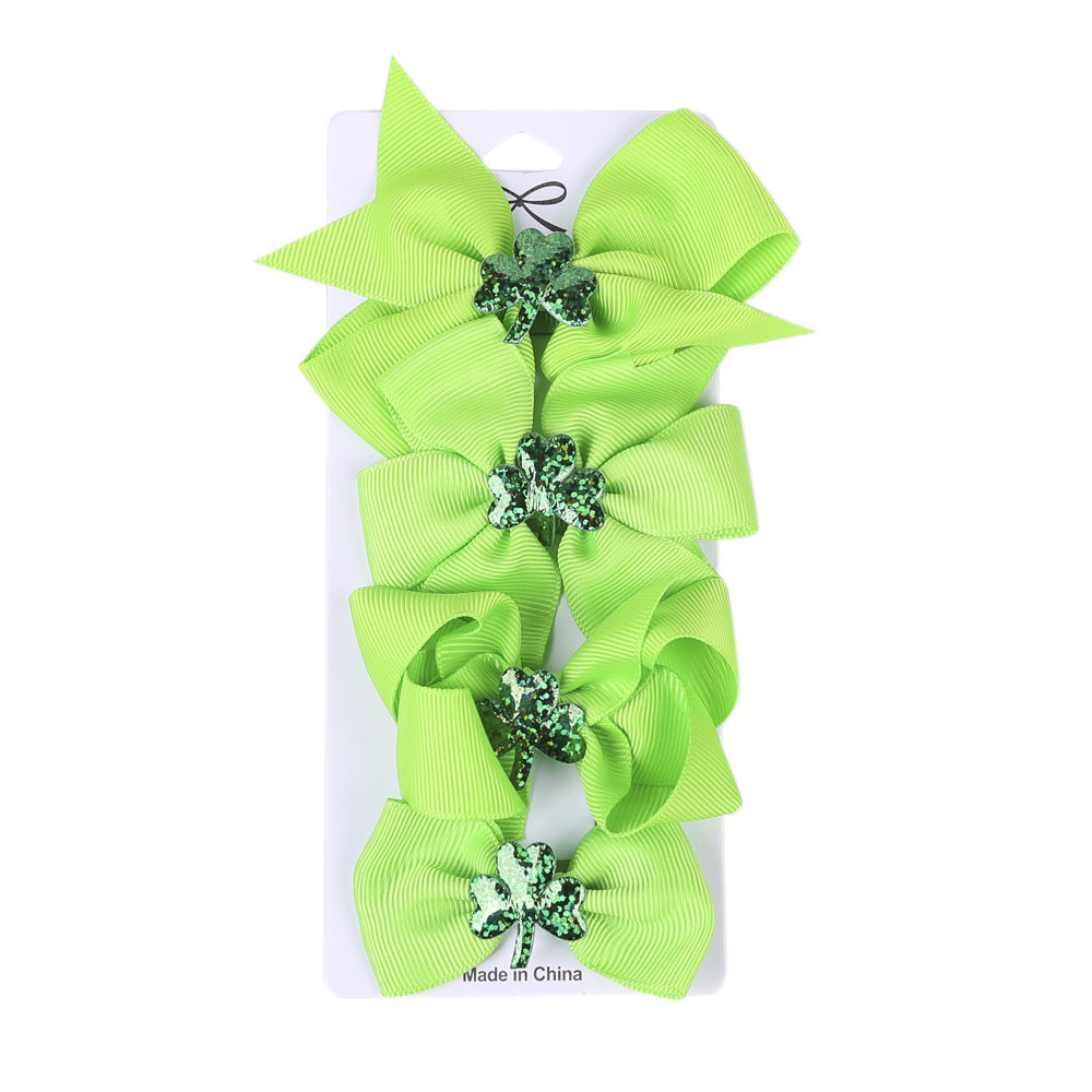 St. Patrick’s Day Bow Hair Clips, 4-Piece Festive Set