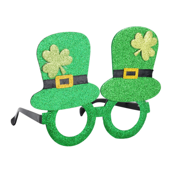St Patrick's Day Glasses With Glitter Shamrock Style