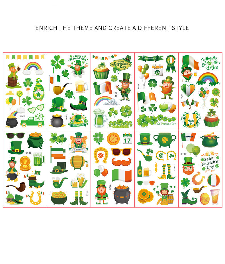 St. Patrick's Day Temporary Tattoos for Festive Party Fun