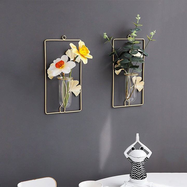 Wall Hanging Vase: Gold Botanical Accent Wall Decor