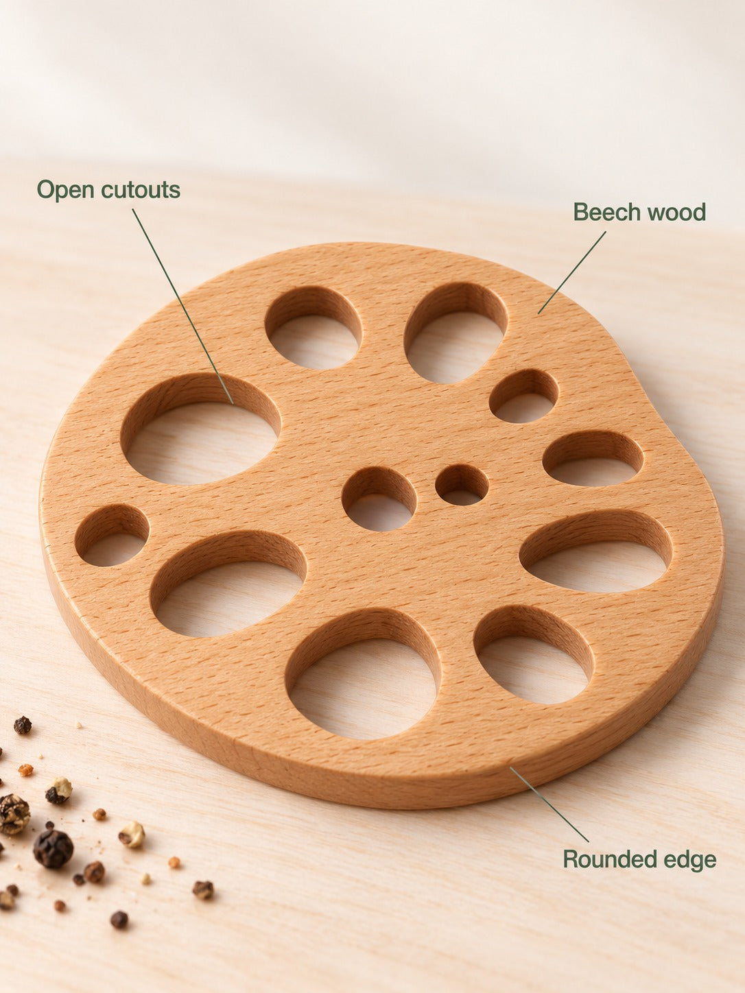Japanese Lotus Root Beech Wood Coaster for Hot Mugs