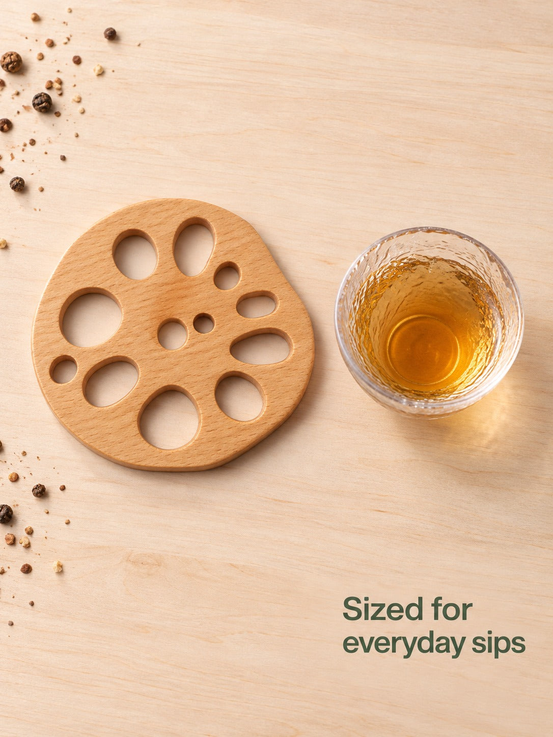 Japanese Lotus Root Beech Wood Coaster for Hot Mugs