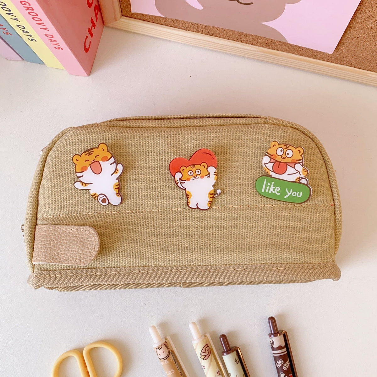 Large Japanese Pencil Case with Compartments for School
