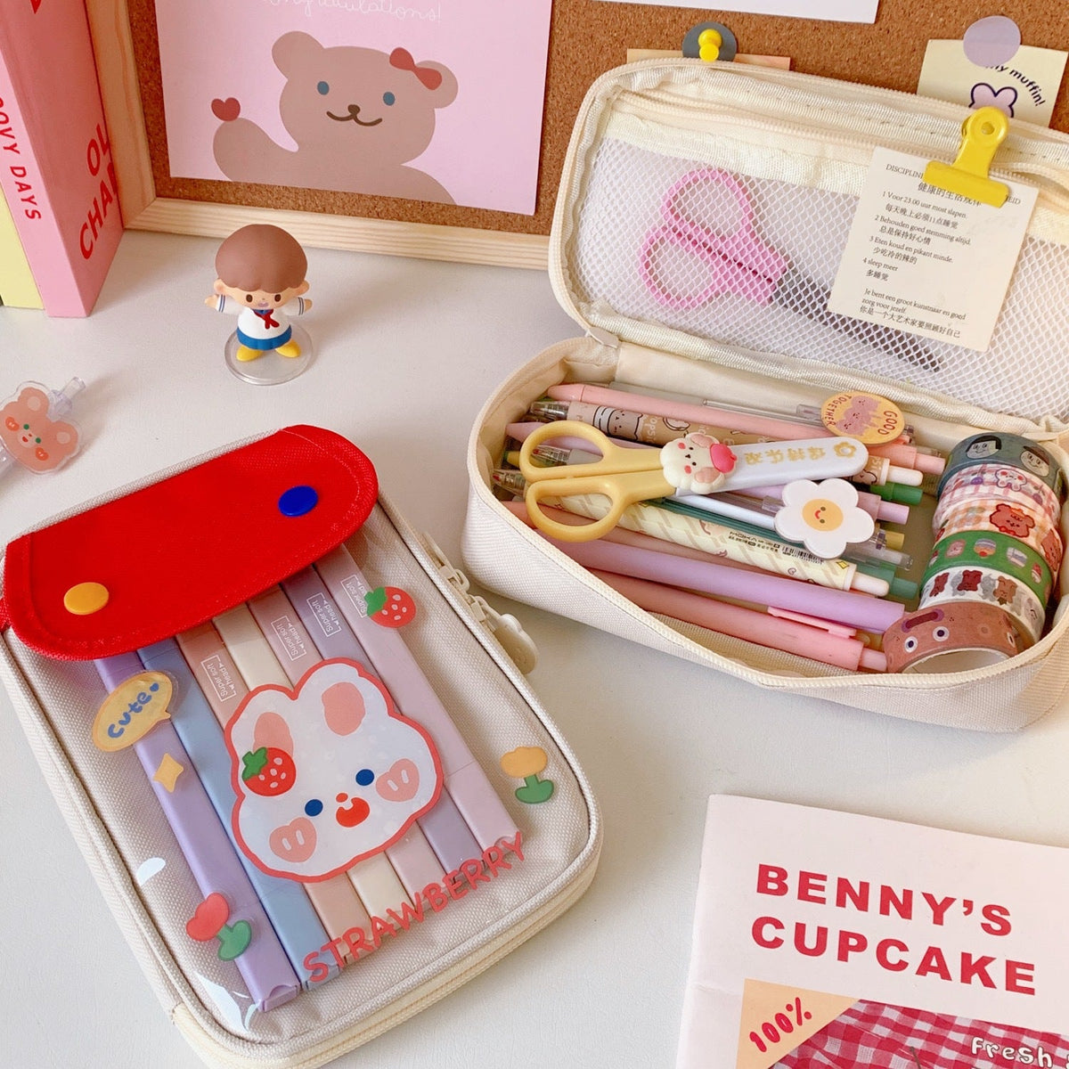 Large Japanese Pencil Case with Compartments for School