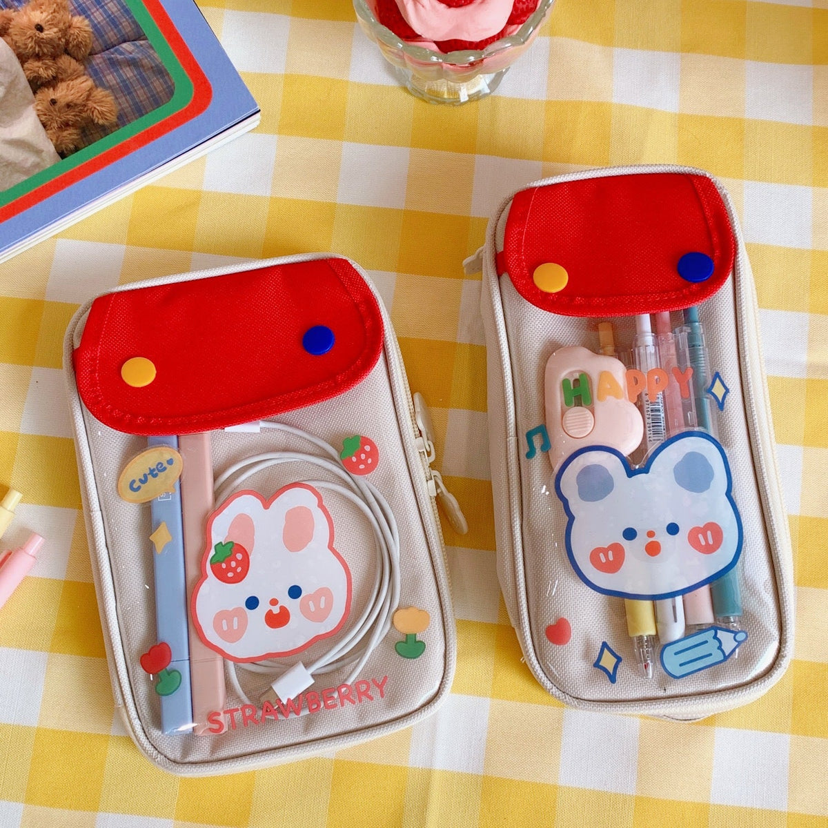 Large Japanese Pencil Case with Compartments for School