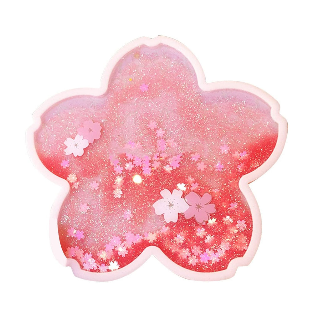 Sakura Glitter Coaster for Hot Drinks, Non-Slip Silicone