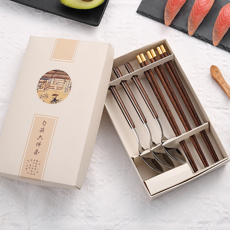 Japanese-Style Stainless Chopsticks and Spoon Gift Set