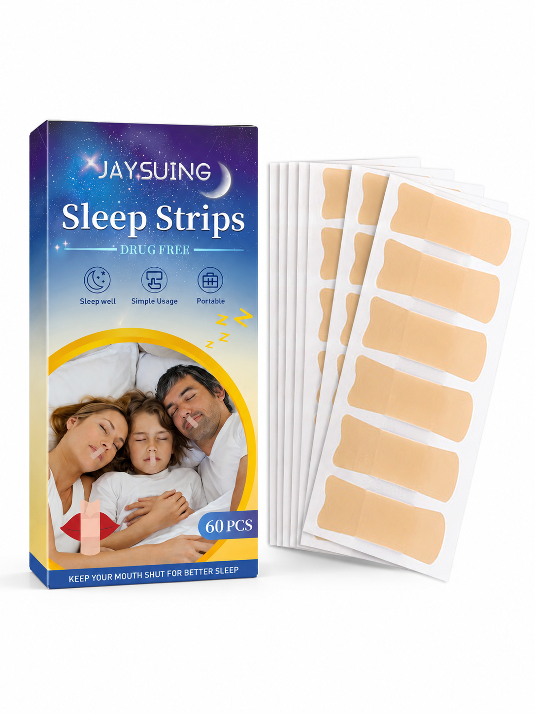 Anti‑Snoring Mouth Tape – Drug‑Free Snore Strips for Quiet Sleep