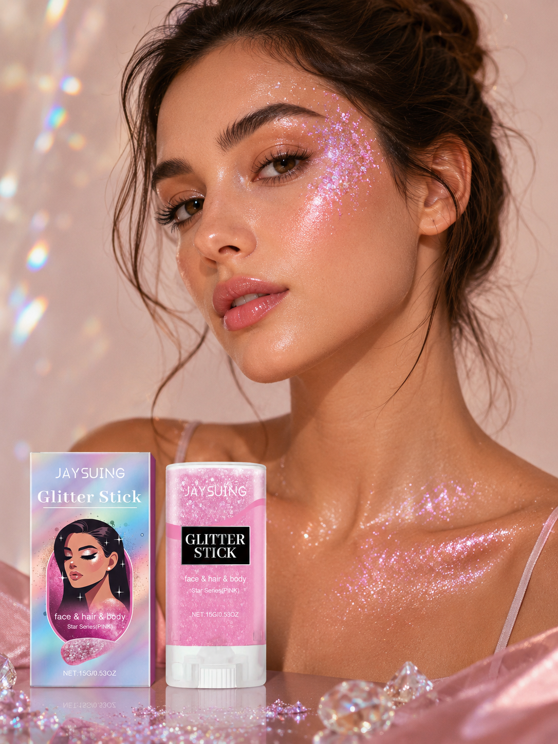 Pink Body Glitter Stick — Face, Hair & Body Shimmer