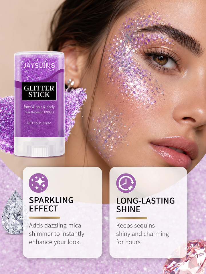 Purple Glitter Stick — Face, Body & Hair Shimmer | Jaysuing