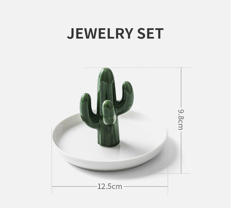 Ceramic Jewelry Stand with Catchall Tray Organizer